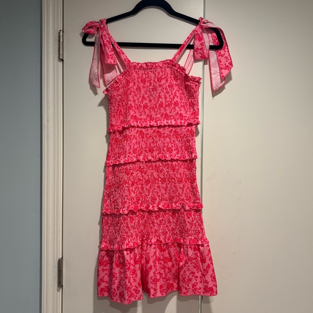 Pink Floral Tiered Dress